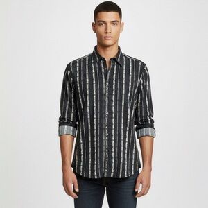 Robert Graham‎ Button Down Black Beige Abstract Flip Cuff Button Down Shirt